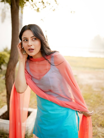 उनके चेहरे पर हल्की मुस्कान ने दिल जीत लिया। सलवार सूट का रंग और डिजाइन उन पर खूब जंच रहा था।