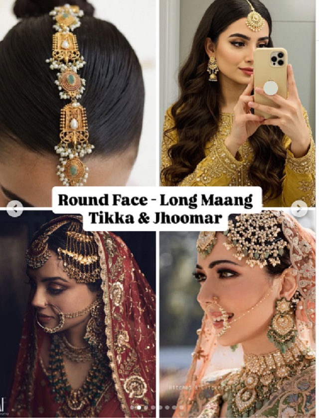 गोल चेहरा (Round Face) भारी गोल माथापट्टी से बचें — चेहरा और छोटा दिखेगा।