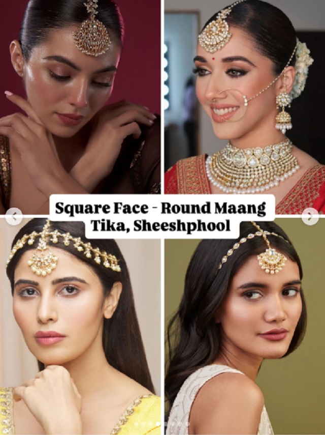 चौकोर चेहरा (Square Face)  गोल मांगटीका या कर्व माथापट्टी से निखरेगा सॉफ्ट लुक!