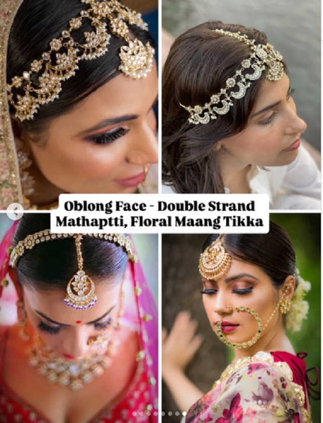 हार्ट शेप चेहरा (Heart-Shaped Face)  छोटी मांगटीका या नाजुक साइड पासा बनाएगा परफेक्ट बैलेंस!