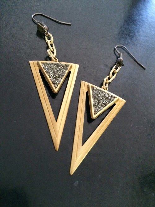 Golden and Shimmer oversized triangle earrings