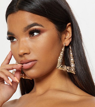 Stones oversized triangle earrings