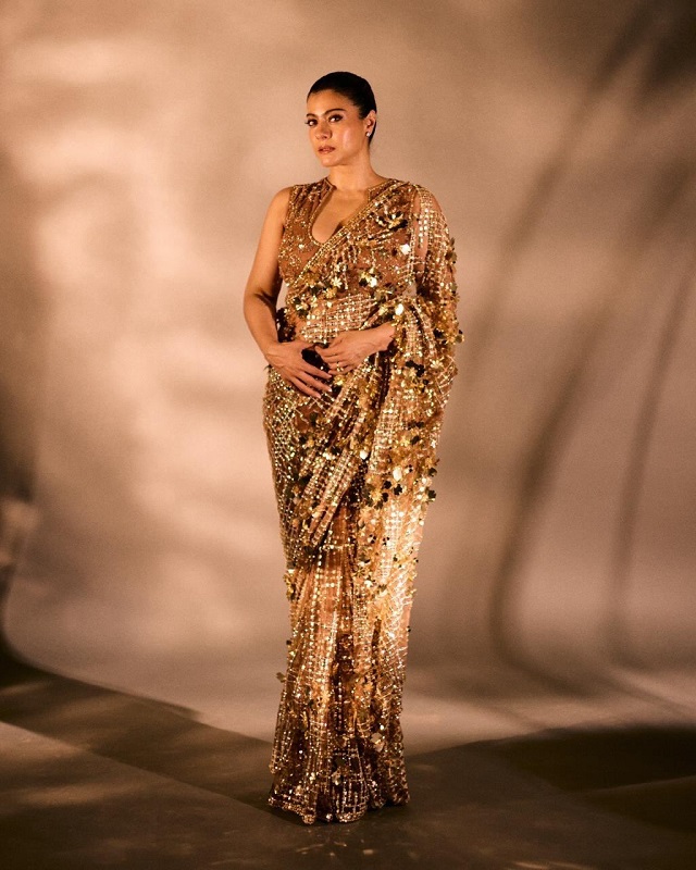 गोल्डन साड़ी में Kajol का रॉयल अंदाज़