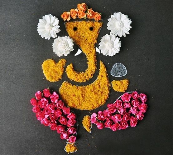 PunjabKesari, Ganesh Chaturthi rangoli design image, simple rangoli for ganesh chaturthi image, ganesh images, ganesh photo, ganpati images, ganesh chaturthi images,happy ganesh chaturthi images hd,ganesh ji images