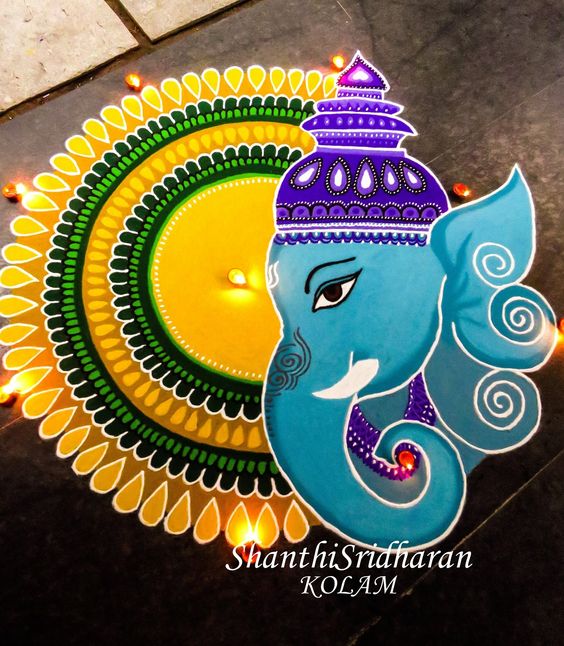 PunjabKesari, Ganesh Chaturthi rangoli design image, simple rangoli for ganesh chaturthi image, ganesh images, ganesh photo, ganpati images, ganesh chaturthi images,happy ganesh chaturthi images hd,ganesh ji images