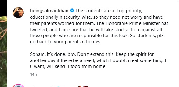 Salman Khan On Student Protest