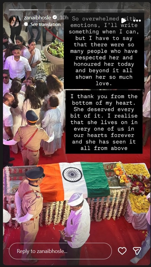 Zanai Bhosle Emotional Post