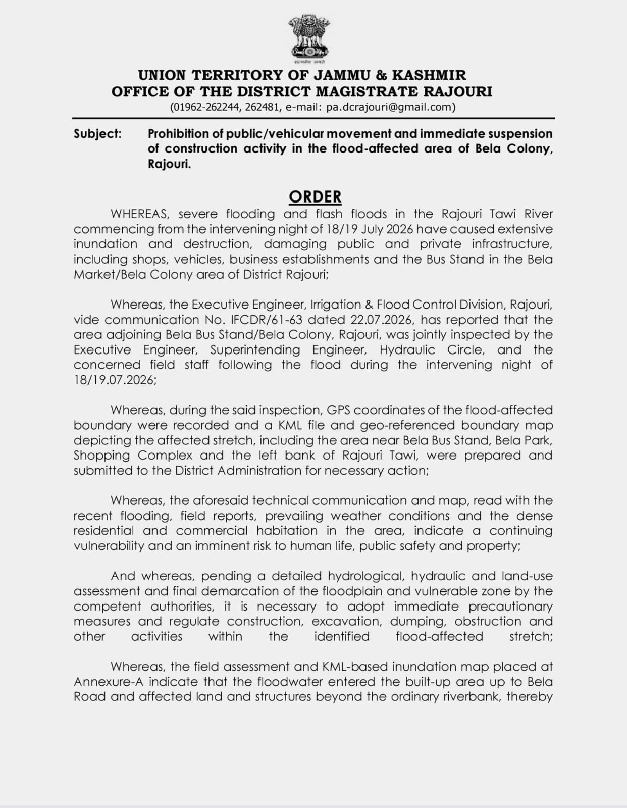 PunjabKesari, entry-ban-in-bela-market-and-colony-rajouri