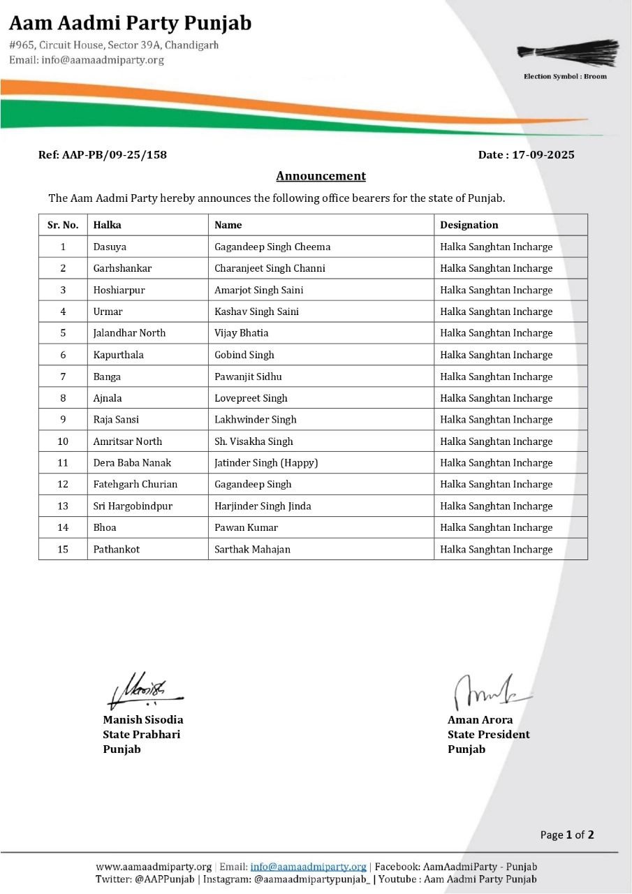 aap incharge