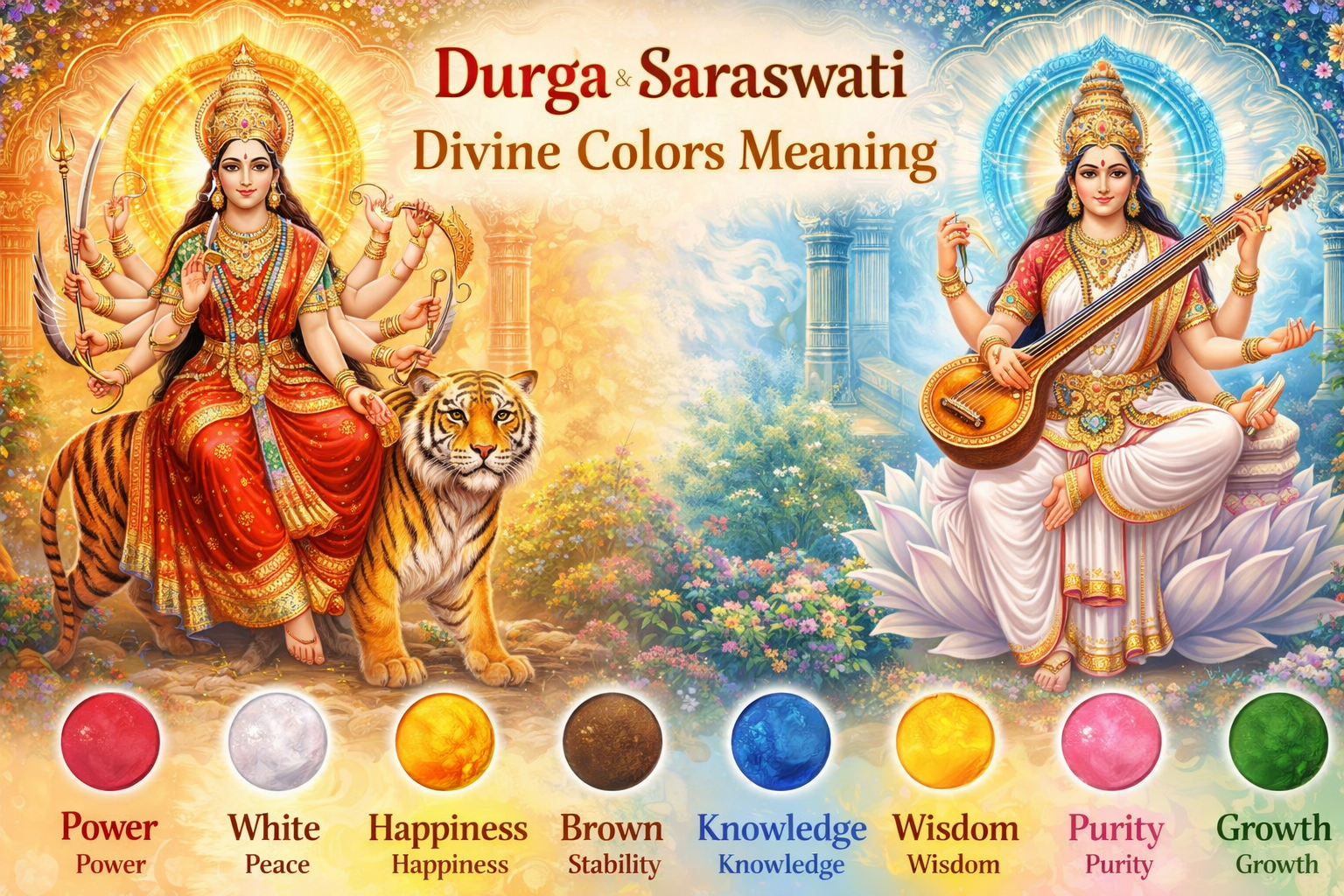 Durga Saraswati Divine Colors Meaning