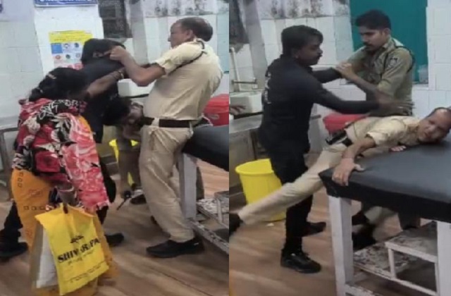 PunjabKesari,  Ratlam, Madhya Pradesh, Hospital dispute, Police altercation, Viral video, Youth protest, Law enforcement, Public disturbance, Social media news 