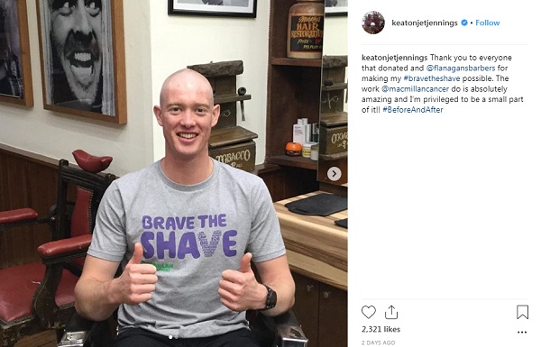 Keaton jennings cut his hair for brave the shave moment