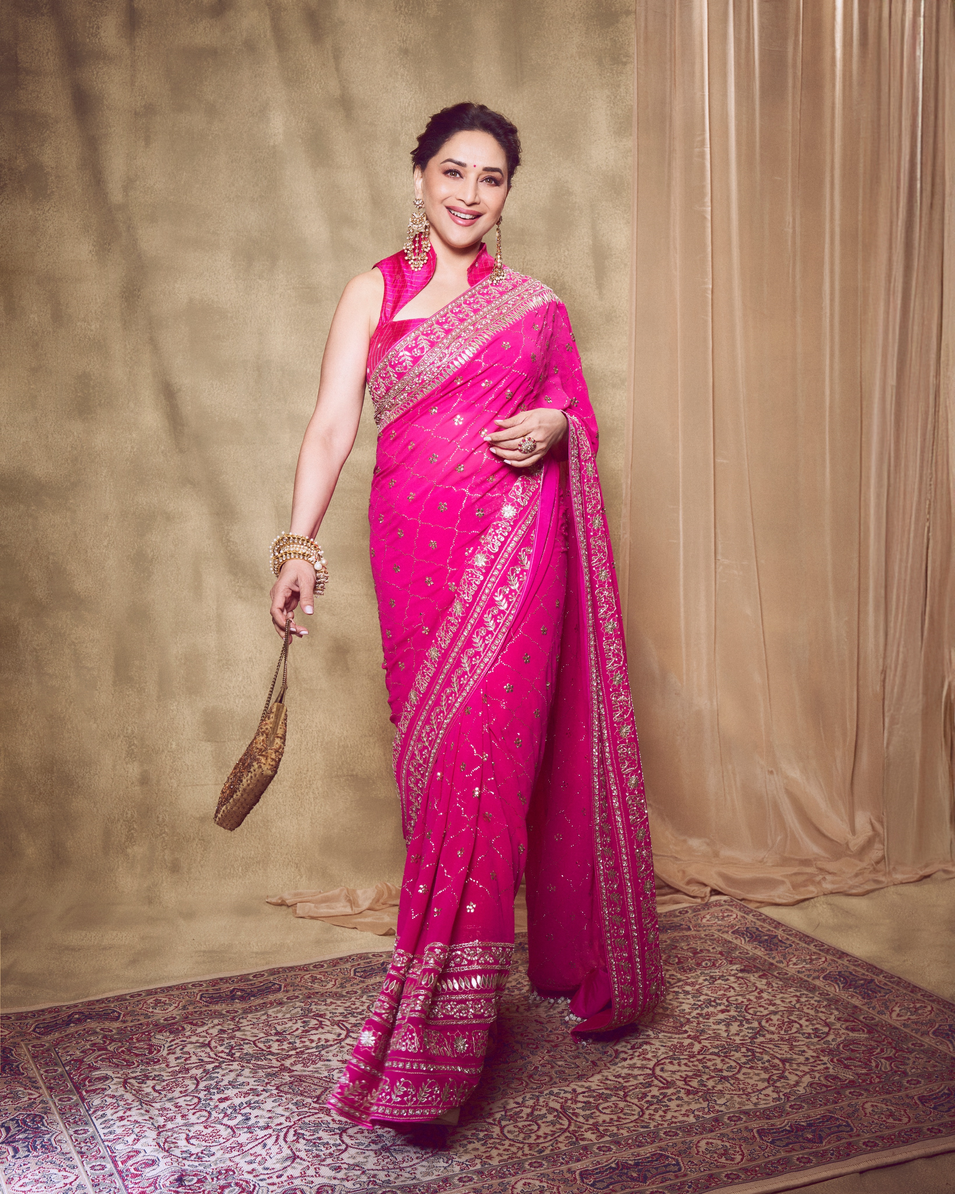Madhuri Dixit Pink Saree