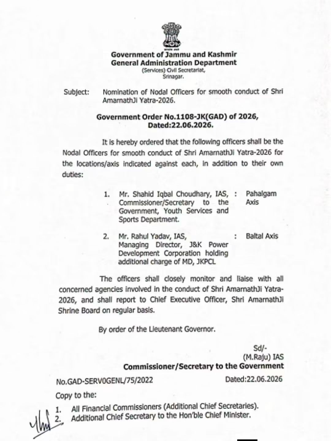 PunjabKesari, Nodal Officers appointed for Amarnath Yatra