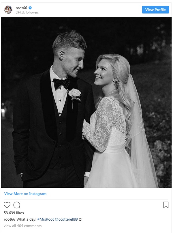 Joe root married carrie cotterell, Joe Root Wife, Carrie Cotterell