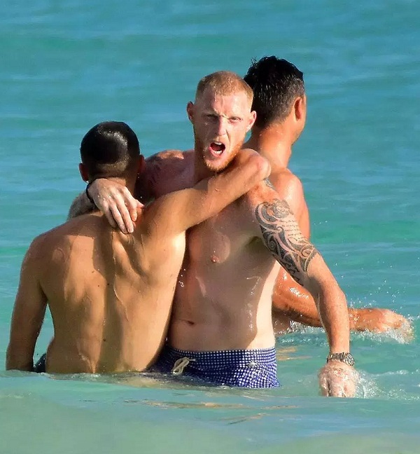 Ben Stokes and James Anderson chokeslam Mark Wood