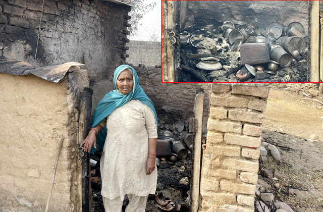 PunjabKesari, Burn House and Woman Image