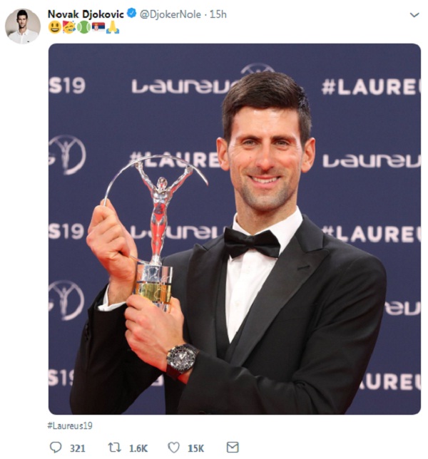 DJOKOVIC, SIMONE BILES SELECTED AS  SPORTSMEN OF THE YEAR