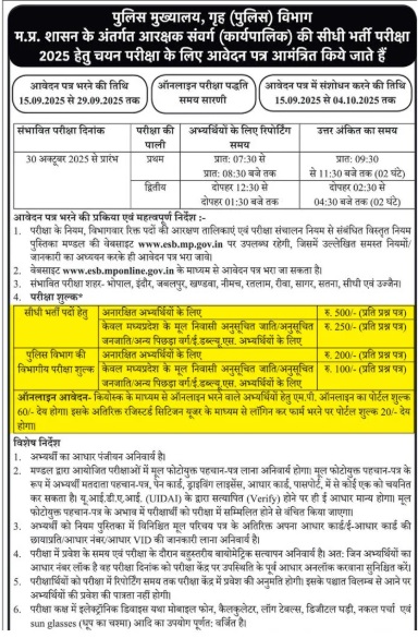PunjabKesari, MP Police Constable 2025, MP Police recruitment, Madhya Pradesh job news, Police physical test fee, extra application fee MP, unemployed youth MP, government jobs India, MPPSC news 