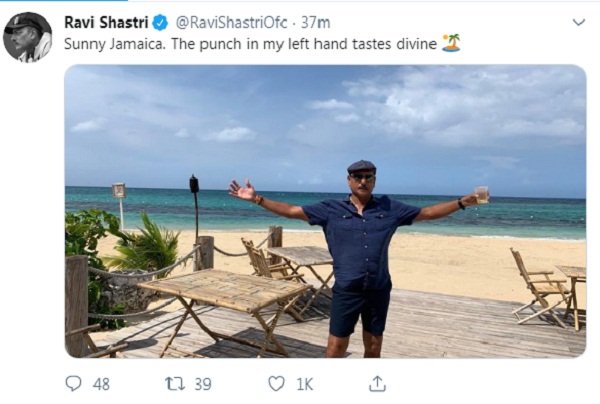 Ravi shastri again share photo on caribbean island