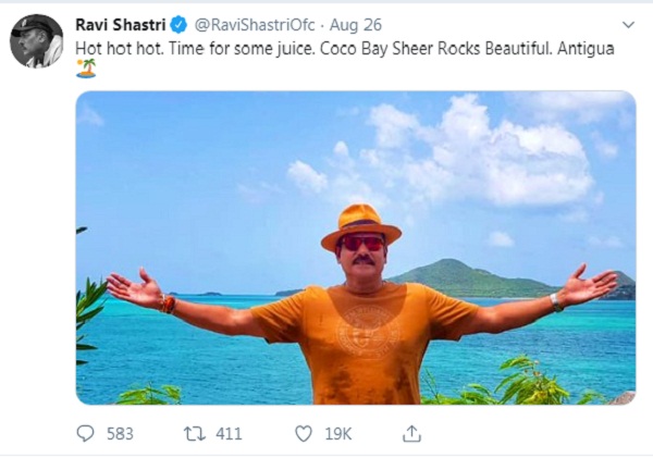 Ravi shastri again share photo on caribbean island