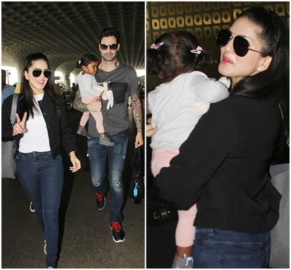 सनी-डेनियल के साथ एयरपोर्ट पर दिखीं बेटी निशा, देखिए तस्वीरें