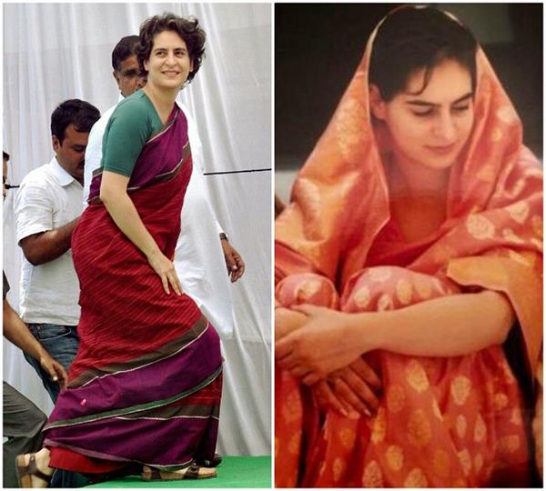 #SareeTwitter: प्रियंका ने शेयर की साड़ी में फोटो तो लोगों ने दी सालगिरह की बधाई