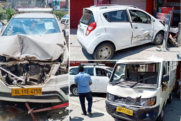 चालक को आई नींद की झपकी, 3 गाड़ियाें को टक्कर मार दुकान में जा घुसी कार चालक को आई नींद की झपकी, 3 गाड़ियाें को टक्कर मार दुकान में जा घुसी कार