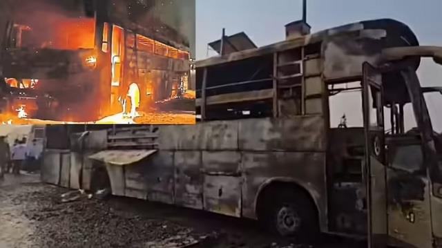 90 KM की रफ्तार पर बस का टायर फटा, नींद में सोए 70 यात्री लपटों में घिरे! मची अफरा-तफरी