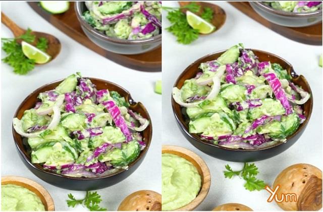 ज़ूकिनी ककड़ी सलाद विद Avocado Dressing