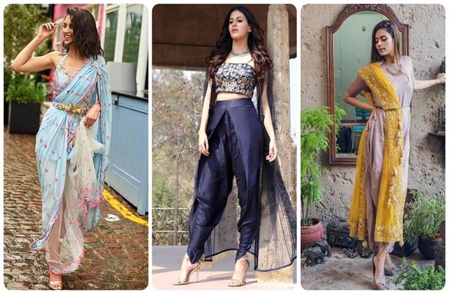 करवा चौथ पर यूनिक और ग्लैमरस लुक के लिए ट्राई करें फ्यूजन आउटफिट