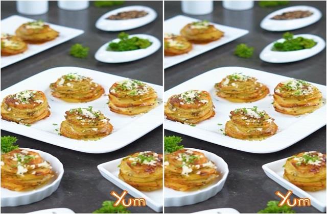 गार्लिक हर्ब & पोटैटो स्टैक्स