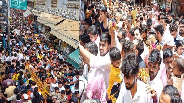 वृंदावन में भीड़ के कारण मची अफरातफरी, हालात बिगड़े महिलाओं और बच्चों की सुनाई दीं चीखें