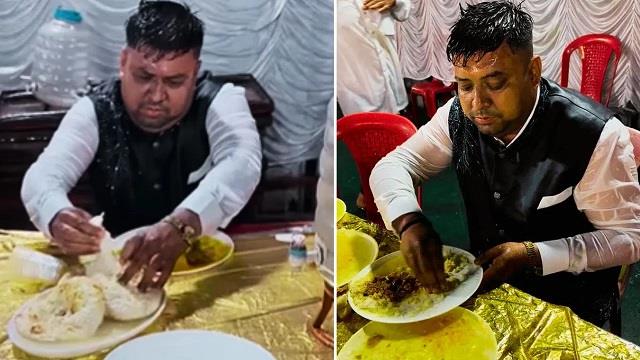 भाई कब से भूखा था? तेज बारिश में भी शख्स ने नहीं रोका खाना, शादी में साफ कर दी पूरी प्लेट