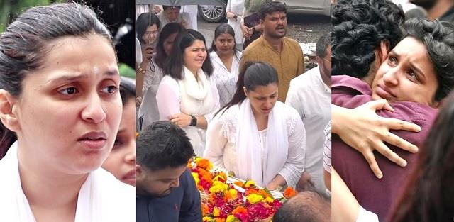 पिता के अंतिम सफर में भी साथ रहीं मन्नारा चोपड़ा, नम आंखों से दी विदाई