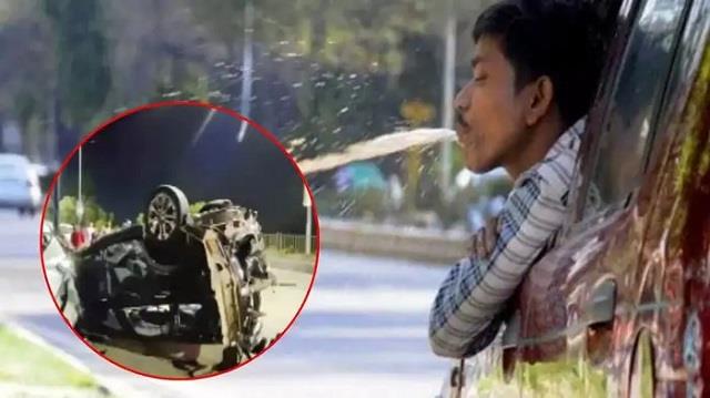 तेज रफ्तार कार से गुटखा थूकना पड़ा भारी, 100 की स्पीड से पलटी कार, 1 की मौत, 3 घायल