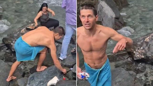 इंडिया घूमने आए विदेशी ने वॉटरफॉल के पास साफ किया कचरा, लोग बोले- हमारी जिम्मेदारी, फिर भी कोई और निभा गया!