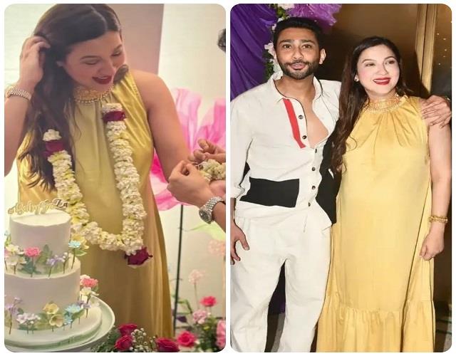 गौहर खान का हुआ ग्रैंड बेबी शावर, गोल्डन गाउन में बला की खूबसूरत लगी Mommy To Be