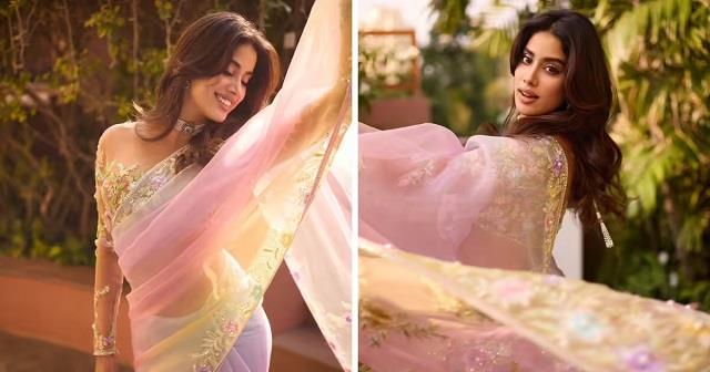 जाह्नवी कपूर बनीं साउथ की खूबसूरत लड़की, फूलों वाली साड़ी में दिखाया जबरदस्त ग्लैमरस लुक