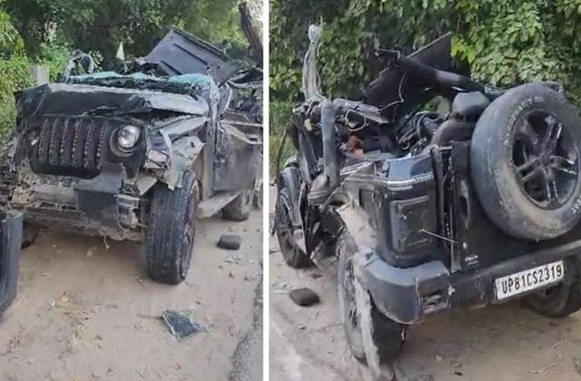 बड़ा हादसा!  डिवाइडर से टकराई तेज रफ्तार THAR, 2 लड़के और 3 लड़कियों की हुई मौके पर मौत