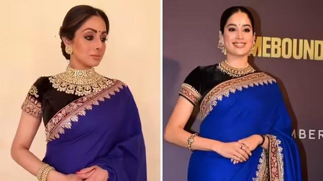 मम्मी श्रीदेवी की 8 साल पुरानी साड़ी में दिखीं जाह्नवी कपूर, संस्कारी देसी लुक ने जीता फैंस का दिल