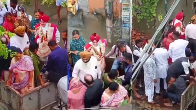 पंजाब बाढ़ में फंसी बारात, दूल्हा ट्रैक्टर से पहुंचा दुल्हन के घर, फिर ट्रॉली में बैठाकर लाया अपनी दुल्हन