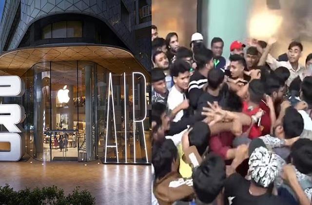Apple Store  बना जंग का मैदान!  iPhone खरीदने के लिए चले लात-घूंसे, बुलानी पड़ी पुलिस