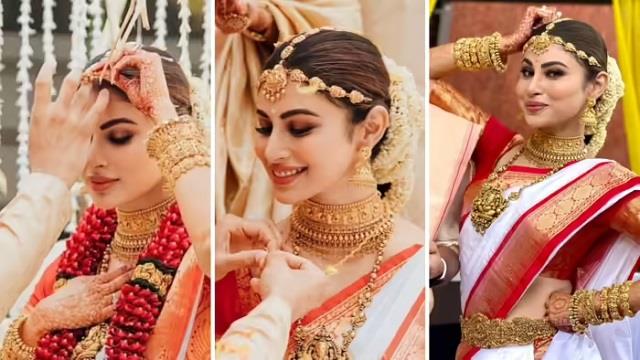 TV की 'नागिन' बनी दुल्हन: मौनी रॉय का डबल ब्राइडल लुक छाया सोशल मीडिया पर