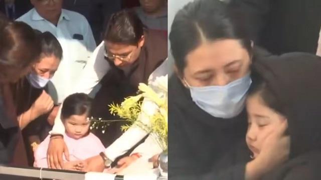 प्रशांत तमांग के अंतिम संस्कार में पत्नी और नन्ही बच्ची का दर्द देख भावुक हुए लोग