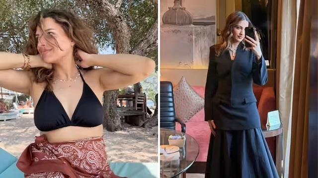 हिमांशी खुराना का ग्लैमरस अंदाज: बिकिनी से लेकर ब्लैक कोट तक हर लुक में छाईं