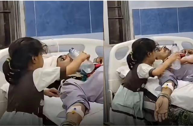 अस्पताल में जिंदगी की जंग लड़ रहे पिता की ताकत बनी छोटी सी बेटी, रुला देगा ये वीडियो