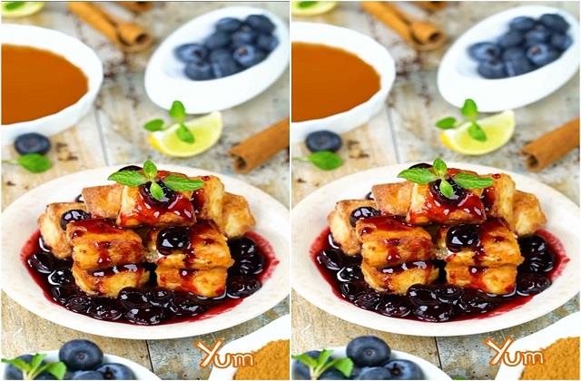 क्रिस्पी फेटा बाइट्स विद Roasted Blueberry Maple सॉस
