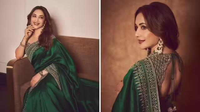 58 साल की माधुरी दीक्षित ने लाखों की हरी साड़ी में बिखेरा जलवा, हैवी ब्लाउज के साथ दिखीं बेहद खूबसूरत