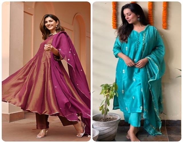 नई नवेली दुल्हन परफेक्ट ट्रेडिशनल लुक के लिए चुनें सिल्क कुर्ता विद दुपट्टा